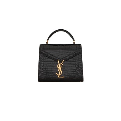 YSL CASSANDRA MINI TOP HANDLE BAG IN CROCODILE-EMBOSSED SHINY LEATHER 623930DND0J1000 (20*16*7.5cm)